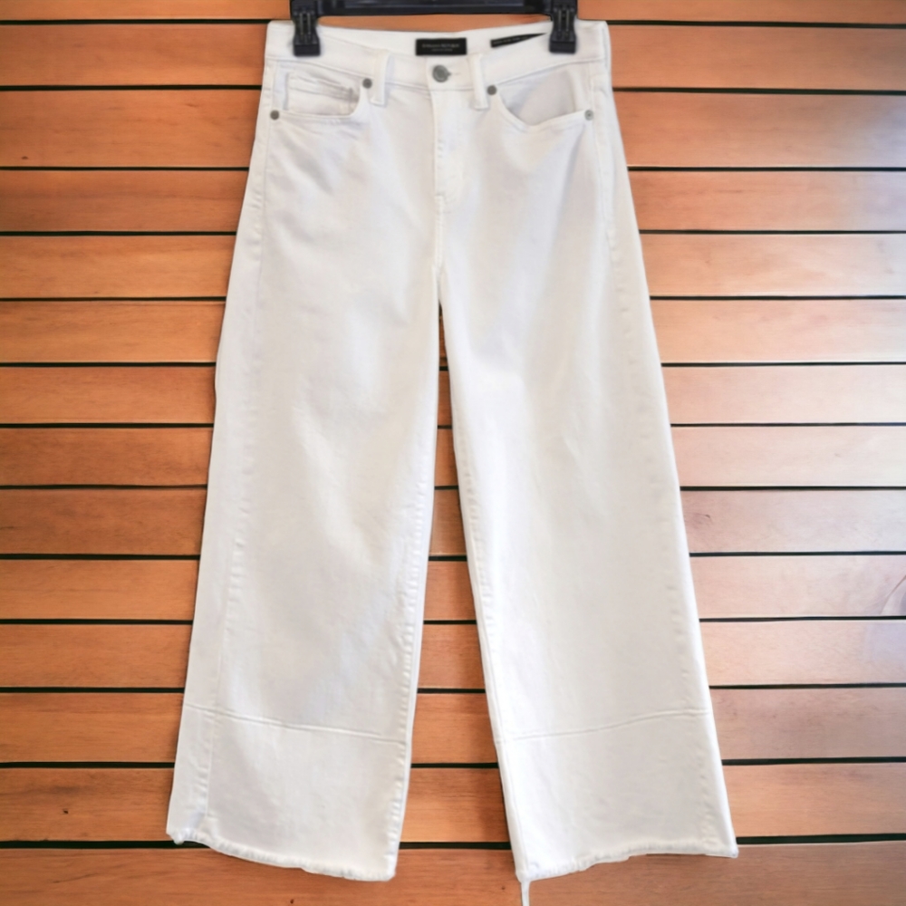 Banana Republic White High Rise Wide Leg Crop Premium Denim Size 26